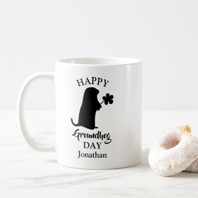 Mug 2 février | Joyeux Jour des marmottes Nom personna (Avec donut)