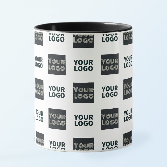Mug 2 Logos Simple Logo Répétitif | Blanc (Créateur téléchargé)
