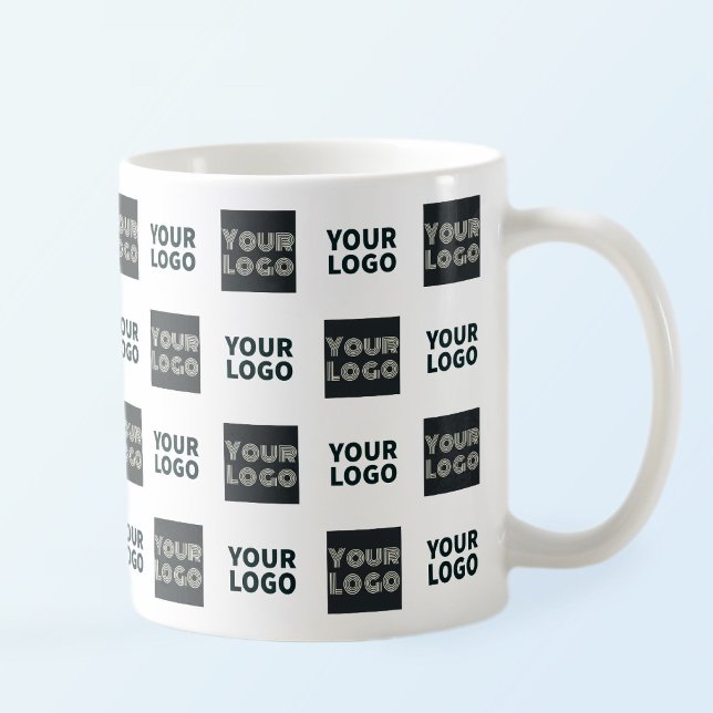 Mug 2 Logos Simple Logo Répétitif | Blanc (Créateur téléchargé)