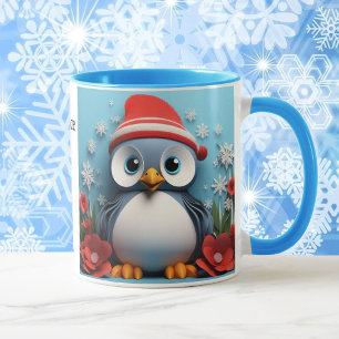 Mug 2 mignons pingouins Ajouter un nom cadeau de Noël