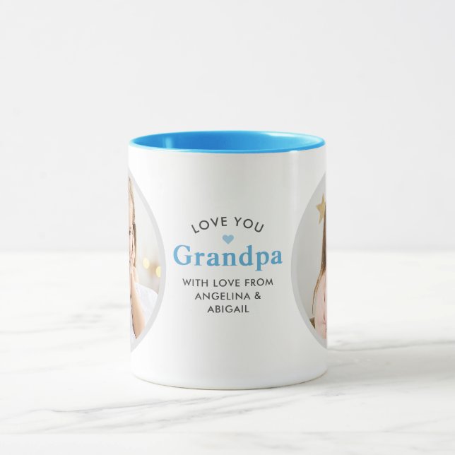 Mug 2-Photo Aimez-Vous Grand-Père/Autre Message Person (Centre)
