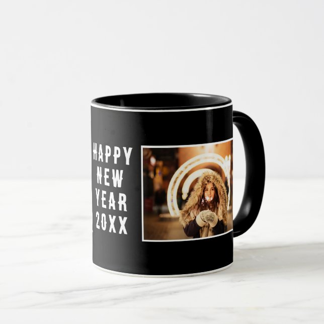 Mug 2 Photo Collage Black Happy New Year 2026 (Devant droit)