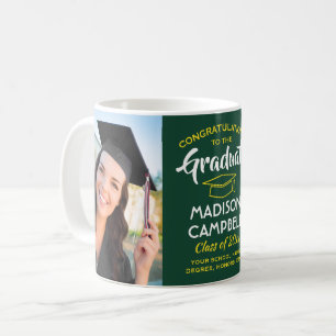 Mug 2 Photo Félicitations Diplômé Vert et Or
