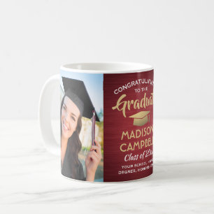 Mug 2 Photo Félicitations pour le Diplôme Burgundy Or