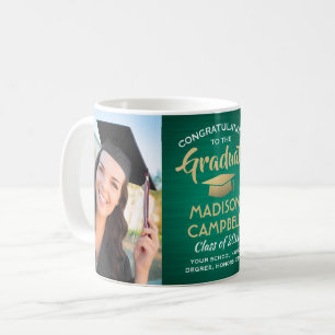 Mug 2 Photo Félicitations pour le Diplôme Vert et Or B