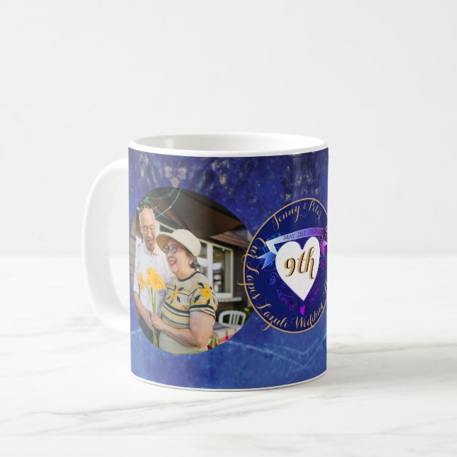 Mug 2 Photos 9e anniversaire Mariage Tour de lapis cad (Devant gauche)