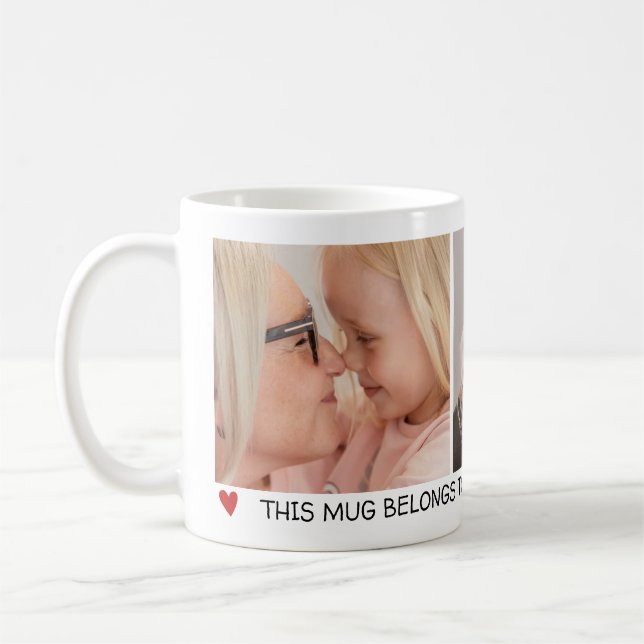 Mug 2 Photos Coeurs rouges Meilleur Grand-Mère Jamais (Gauche)