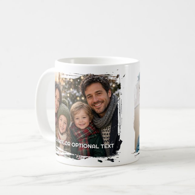 Mug 2 Photos et Texte - Coup de pinceau horizontal (Devant gauche)