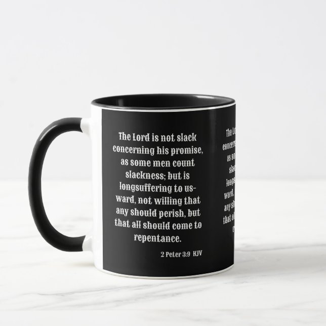 Mug 2 Pierre 3:9 KJV Bible Écriture Deux Tons (Gauche)