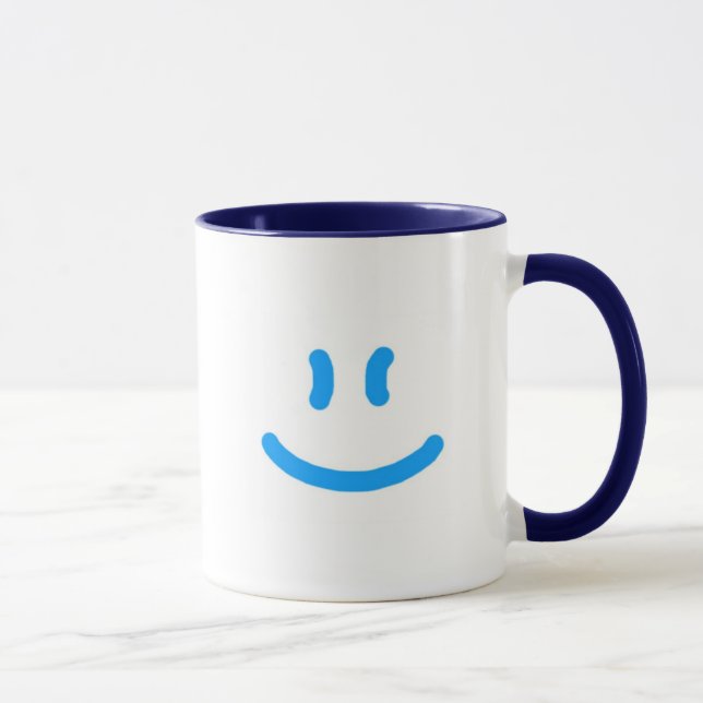 Mug 2-Sided plus heureux/Sourire-Bleu (Droite)