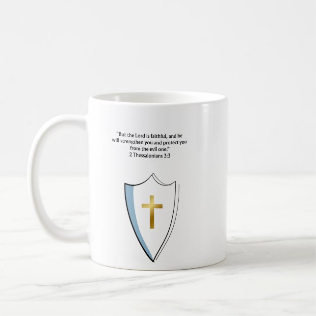 Mug 2 Thessaloniciens 3:3 Mugue de verset chrétien Cad (Gauche)
