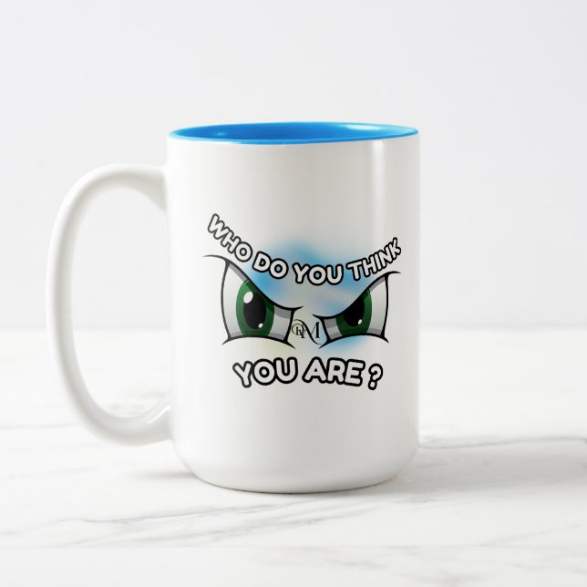 Mug 2 Tons 11oz : Qui pensez-vous (bleu clair) (Gauche)