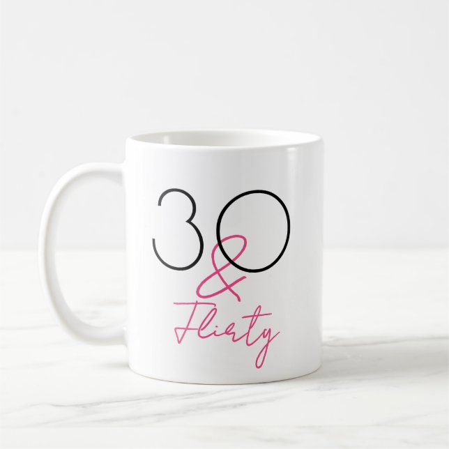 Mug 30 et Flirty Pink Script 30e anniversaire (Gauche)