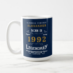 Mug 30e anniversaire 1992 Nom Légendaire Bleu Or Grand