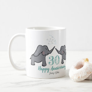 Mug 30e anniversaire de la mariage perle éléphant