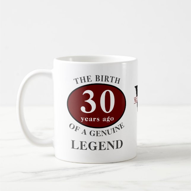 Mug 30e anniversaire Monogramme Légende Ajouter votre  (Gauche)