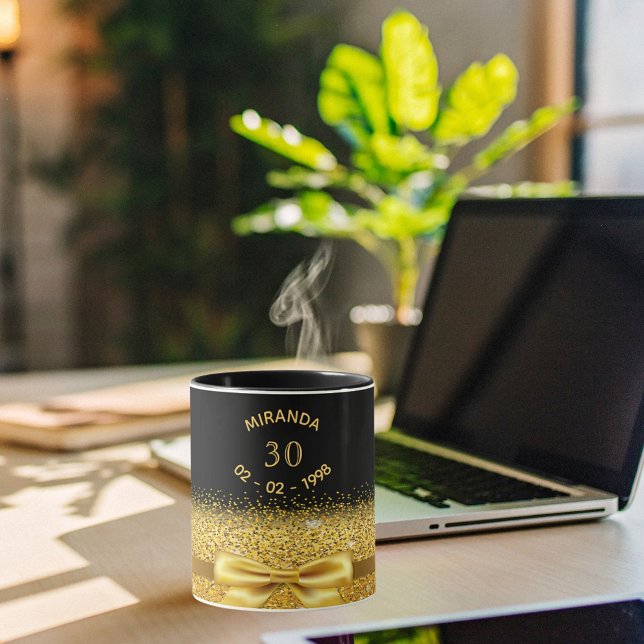 Mug 30e anniversaire noir or arc nom (Créateur téléchargé)