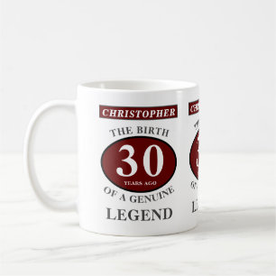 Mug 30e anniversaire Red Genuine Legend Ajouter votre 