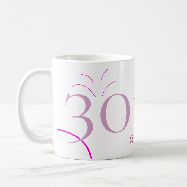 MUG 30E ANNIVERSAIRE ROSE VIOLET PASTEL DESSINÉ RÉTRO  (Gauche)