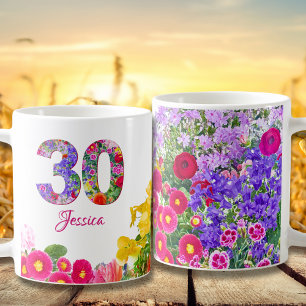 Mug 30e anniversaire Soeur cadeau - Floral Numéro 30 a