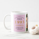 Mug 30th Birthday 1993 Pink Grey Ajouter un nom Photo<br><div class="desc">Une tasse photo rose et gris pour ces personnes spéciales. Customisez facilement le texte et la photo en utilisant le modèle fourni. Une partie de la gamme de normes d'établissement.</div>