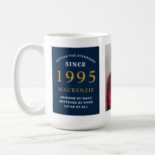 Mug 30th Birthday 1995 Blue Gold Ajouter Nom Photo Gra
