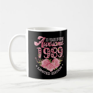 Mug 33 ans Vieux rose Vintage 1989 Don anniversaire 33
