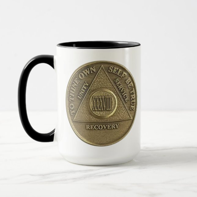 Mug 38 ans NOM PERSONNALISÉ Sober Coin Anniversaire (Gauche)