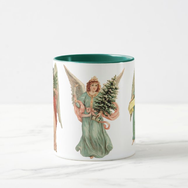 Mug 3 Anges Victoriennes Différents, Noël Vintage (Centre)