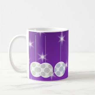 Mug 3 babioles blanches de Noël de conception de