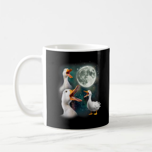 Mug 3 Canards Hurle À La Lune Drôle Bizarre Maudit Can (Gauche)