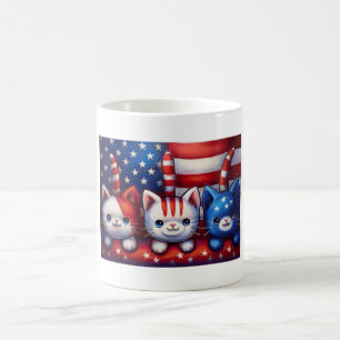 Mug 3 chatons patriotiques avec drapeau américain