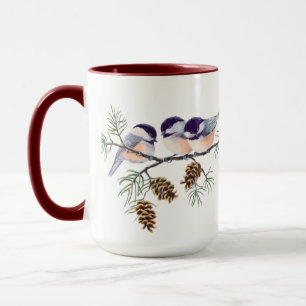 Mug 3 CHICKADEES et CÔNES par SHARON SHARPE