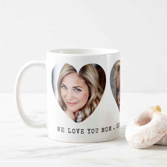 Mug 3 Coeurs photo avec message personnel (Avec donut)