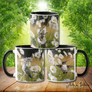 Mug 3 Colibris à gorge rubis "Dans un champ de marguer