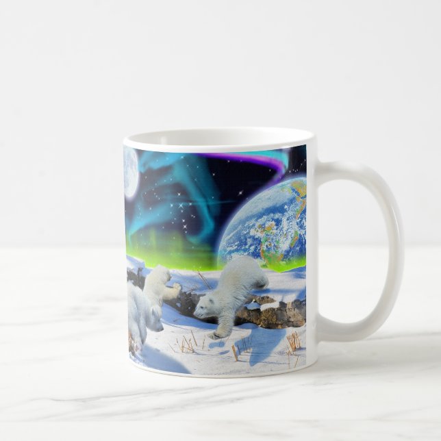 Mug 3 cubes d'ours polaires jouant dans la neige - Art (Droite)