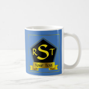 Mug 3 Lettre initiale Bouclier Monogramme avec ruban