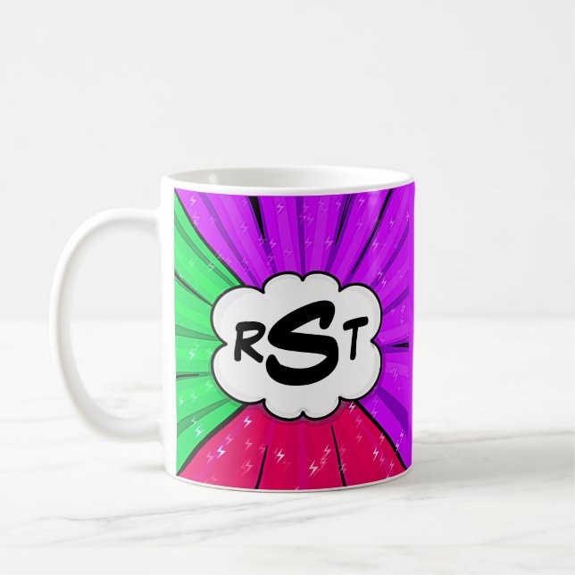 Mug 3 Lettre initiale Monogramme Pop Art Cloud (Gauche)
