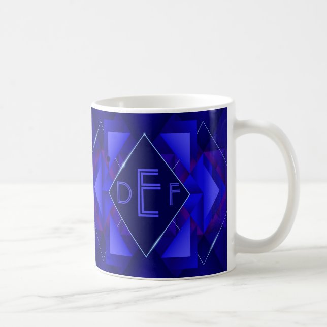 Mug 3 Lettre monogramme initiale Diamant géométrique b (Droite)