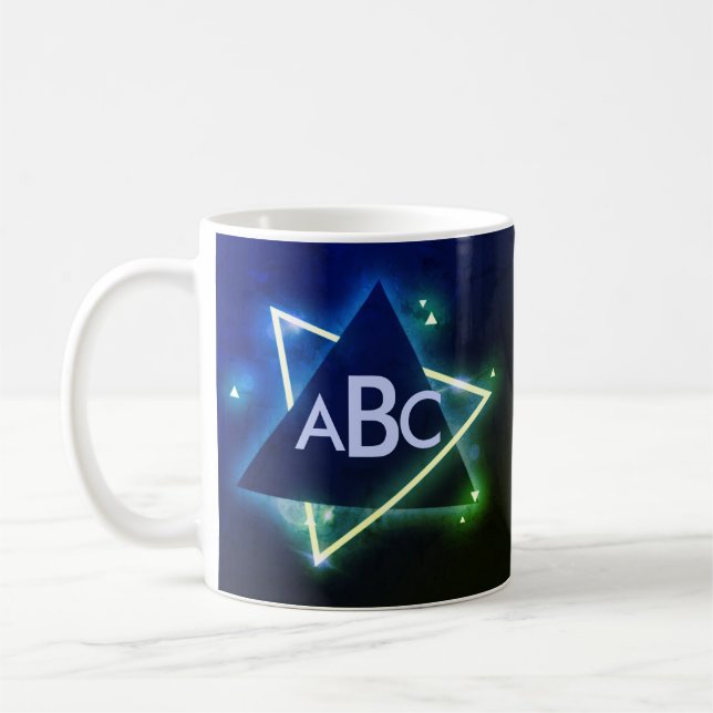 Mug 3 LETTRE MONOGRAPHIQUE INITIALE Bleu ET ESPACE VER (Gauche)