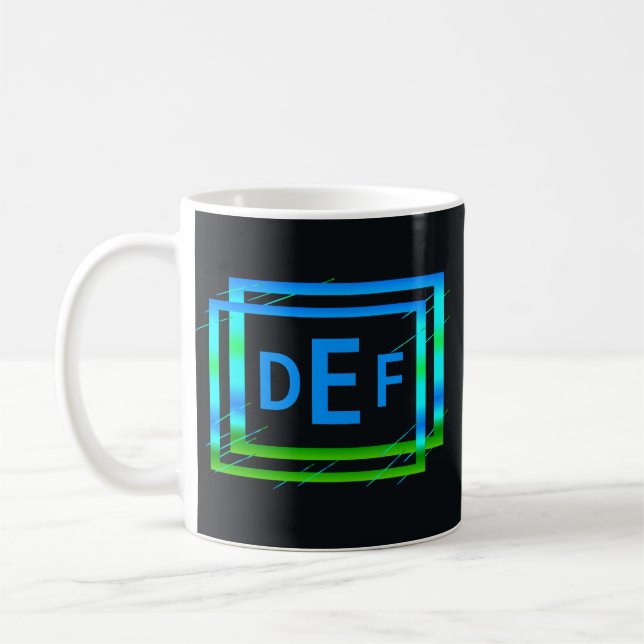 Mug 3 LETTRE MONOGRAPHIQUE INITIALE Bleu Vert Géométri (Gauche)