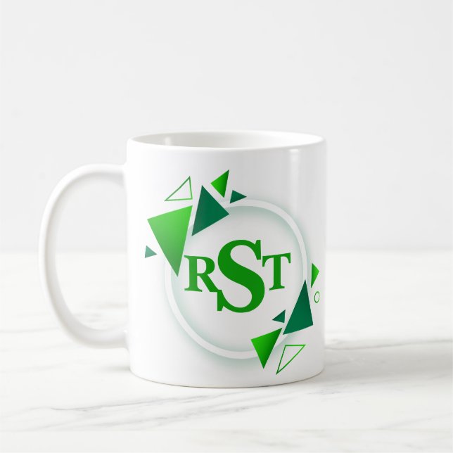 MUG 3 LETTRE MONOGRAPHIQUE INITIALE FEUILLE BLANCHE VE (Gauche)