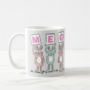 Mug 3 Lettre Nom Fun Rabbits Design