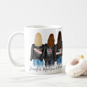 Mug 3 Meilleurs Amis Cheveux Personnalisés BFF Besties