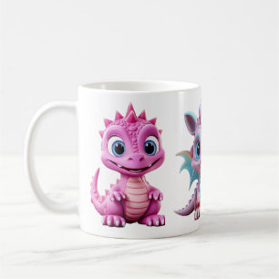 Mug 3 mignonne bouge de dragon rose pour les enfants