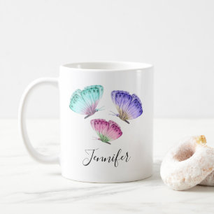 Mug 3 Mignons Papillons Pastel Aquarelle Colorée