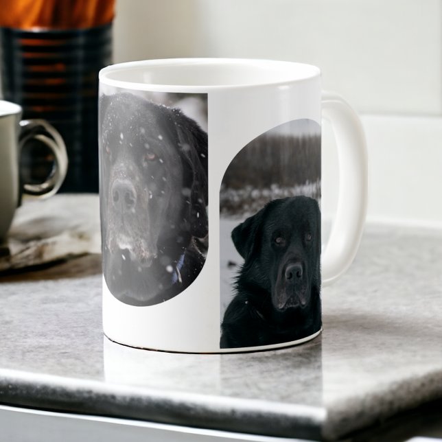 Mug 3 modèle de collage photo personnalisé (3 Photo collage template personalized Coffee Mug from Ricaso. 3 arch templates, photo gift mug idea)