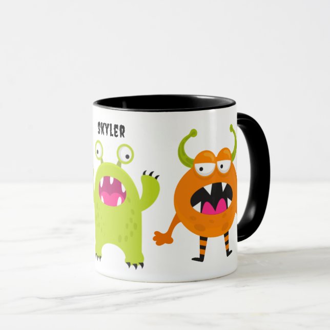 Mug 3 Petits Monstres Mignons Avec Nom (Devant droit)