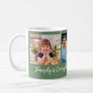 Mug 3 Photo personnalisée Nom de famille Citation vert