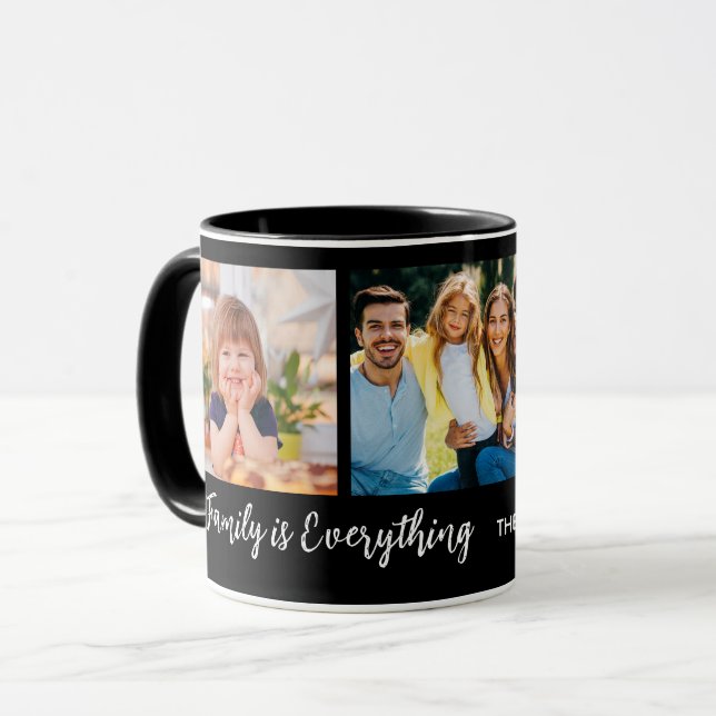 Mug 3 photo personnalisées Collage Famille Citation No (Devant gauche)